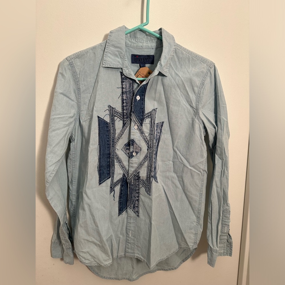 Lucky Brand Embroidered Denim Shirt NWT